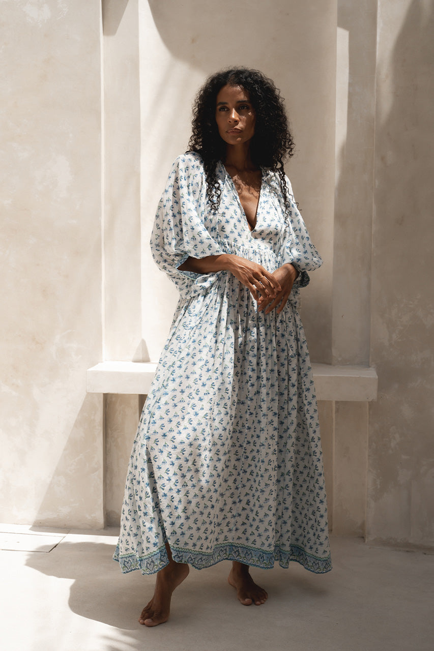 kyra cut out maxi dress Kyra Gauze | Maxi Dress | Azure Bright Royal Blue - Boho Relaxed Fit Cotton