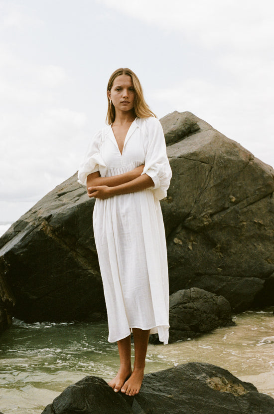 cotton midi beach dress Cotton Voile Blend Shell Midi Dress