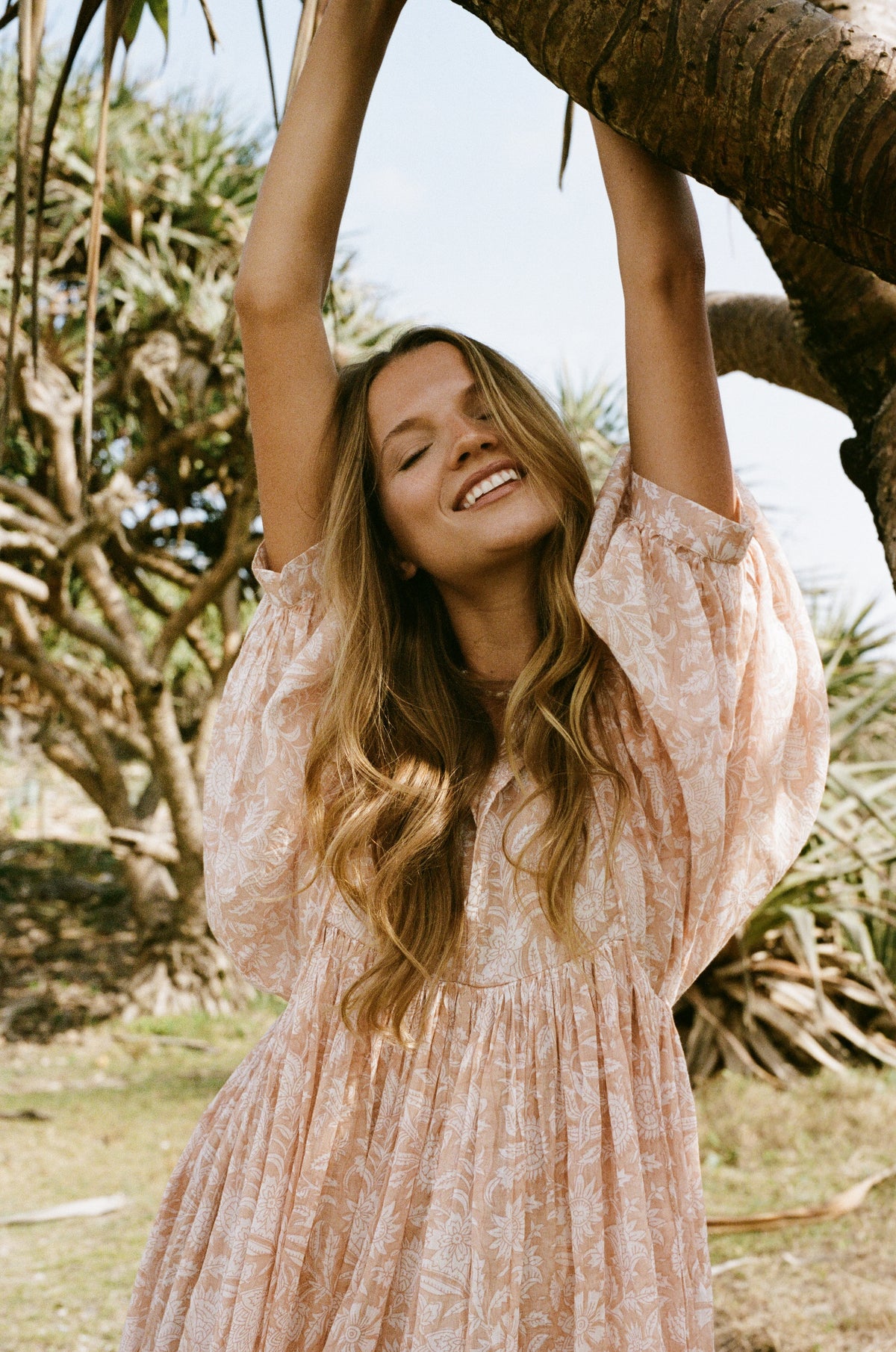 Kyra Mini Dress ~ Apricot Blush | | Hand Block Printed Cotton Dress – DOI