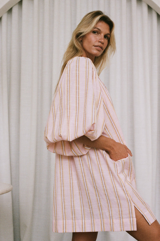 Poet | Mini Dress | Pink Sorbet - Boho Billow Sleeve Gauze Cotton | Daughters of India Poet | Mini Dress | Pink Sorbet - Boho Billow Sleeve Gauze Cotton | Daughters of India