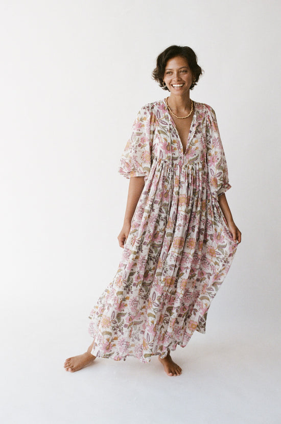 Kyra Gauze | Maxi Dress | Fuchsia Bloom Pink - Boho Relaxed Fit Cotton | Daughters of India Kyra Gauze | Maxi Dress | Fuchsia Bloom Pink - Boho Relaxed Fit Cotton | Daughters of India
