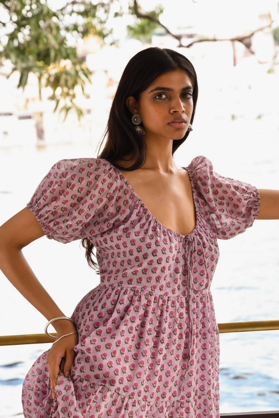 Daughters of India✳︎ SITA MAXI DRESS Sita Maxi Dress Violet | Hand Block Print Cotton | Daughters of India