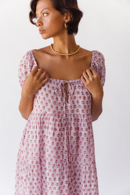 Sita Maxi Dress Violet | Hand Block Print Cotton | Daughters of India