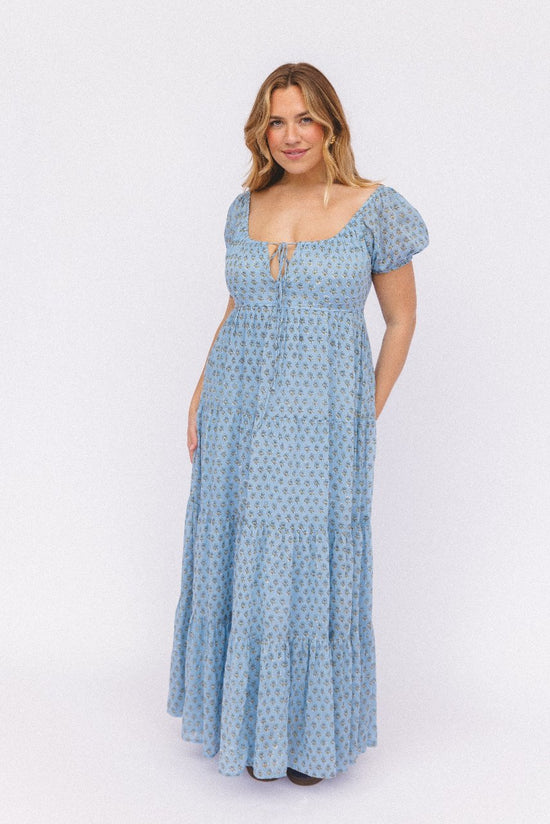 Sita | Maxi Dress | Bluebell Floral - Boho Relaxed Fit Tiered Skirt Cotton | Daughters of India Sita | Maxi Dress | Bluebell Floral - Boho Relaxed Fit Tiered Skirt Cotton | Daughters of India