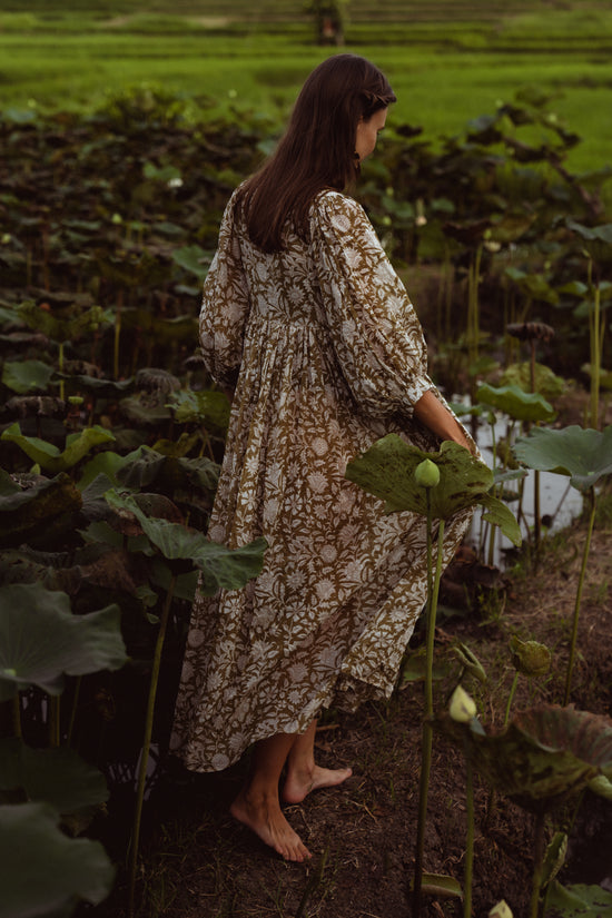 kyra midi dress olive Daughters of India - Kyra Midi Dress