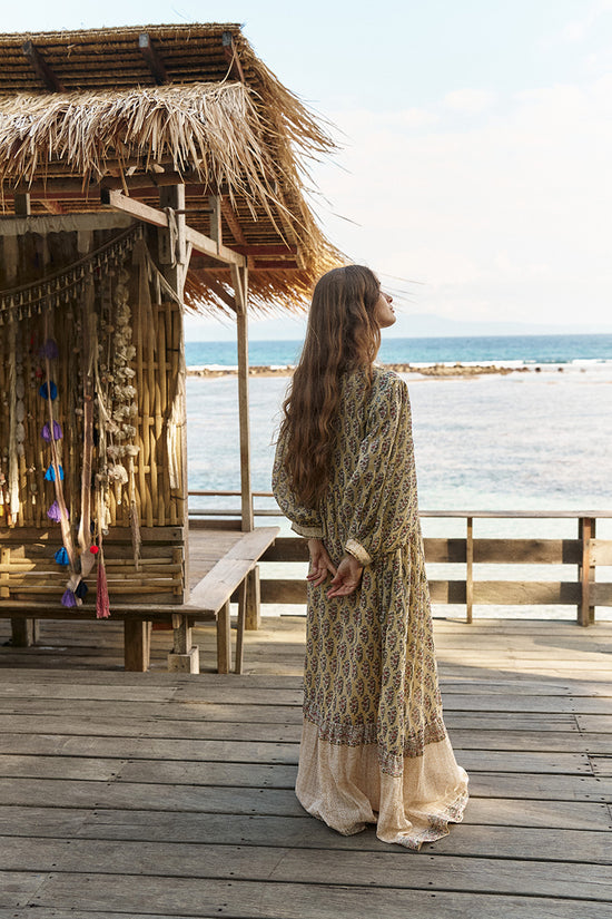 indian boho maxi dress Silk Blend Boho Maxi Dress: Indian Wrap, Summer Flared Dress