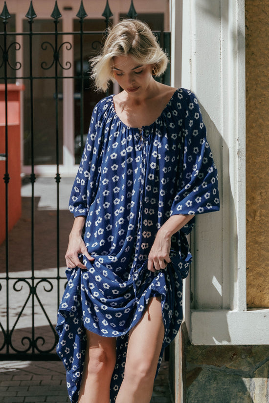asos design asymmetric neck contoured mesh midi dress in black Shibani Cotton Angrakha Midi Dress – Indigo Blue Block Print A-Line wi main image 0