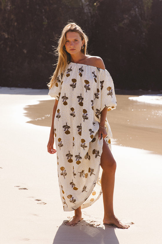 Dahlia | Midi Dress | Marigold - Boho Relaxed Fit Linen Cotton