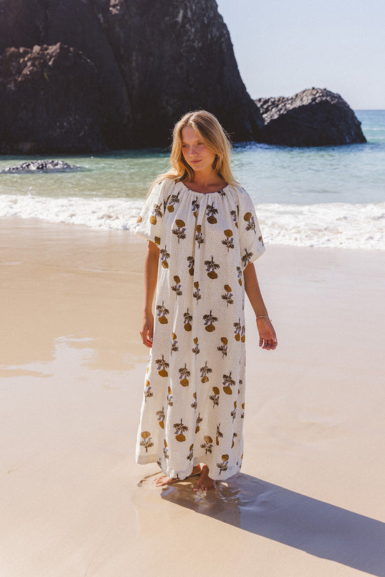 Dahlia | Midi Dress | Marigold - Boho Relaxed Fit Linen Cotton