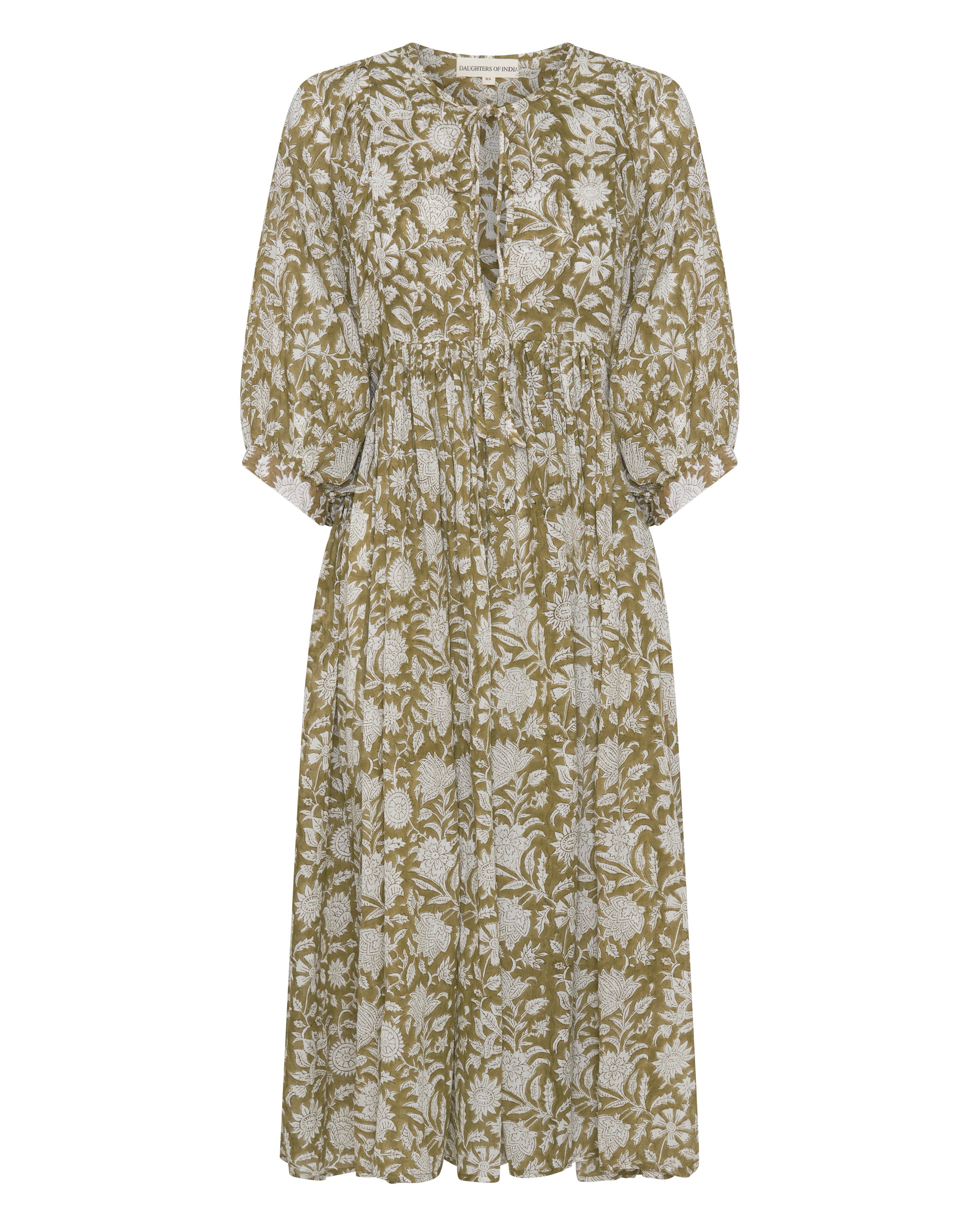 Kyra Midi Dress ~ Olive – Daughters of India