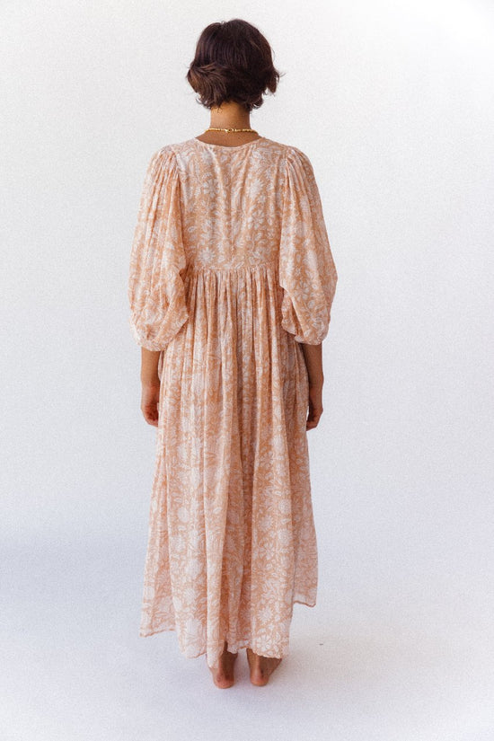 Kyra Gauze | Maxi Dress | Apricot Blush Pink - Boho Relaxed Fit Cotton | Daughters Of India