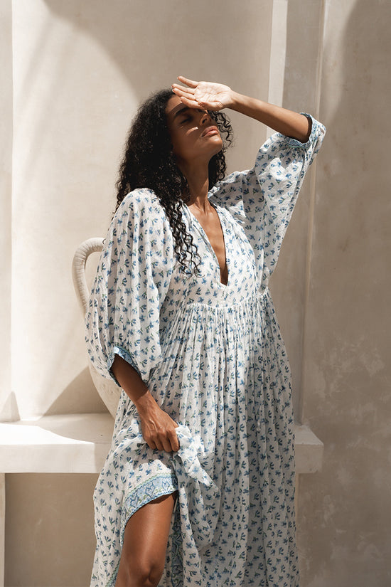 Kyra Maxi Dress ~ Azure | Artisan Made, Sustainably Crafted DOI Kyra Maxi Dress ~ Azure | Artisan Made, Sustainably Crafted DOI
