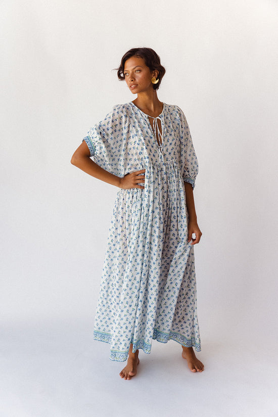 Kyra Maxi Dress ~ Azure | Artisan Made, Sustainably Crafted DOI Kyra Maxi Dress ~ Azure | Artisan Made, Sustainably Crafted DOI