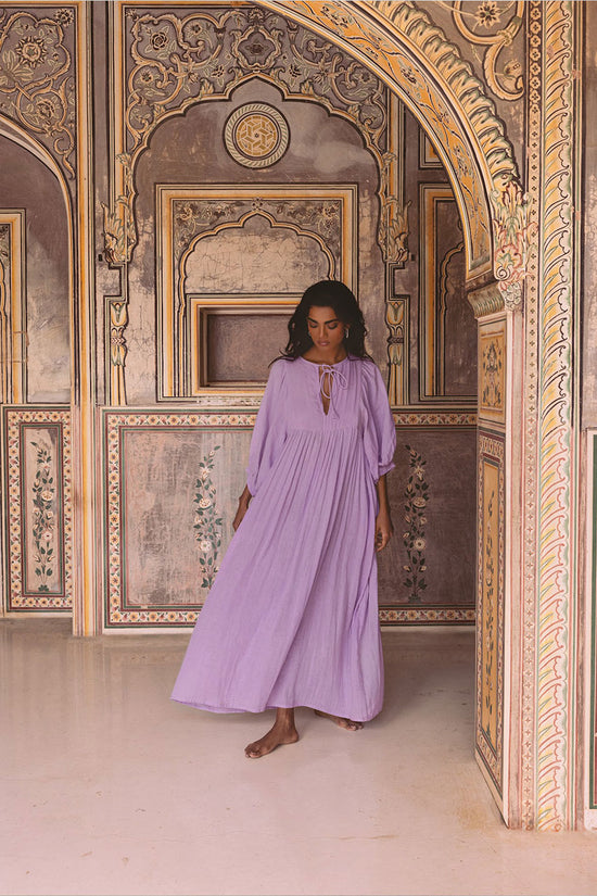 Kyra Gauze | Maxi Dress | Lilac Purple - Boho Relaxed Fit Cotton | Daughters of India Kyra Gauze | Maxi Dress | Lilac Purple - Boho Relaxed Fit Cotton | Daughters of India