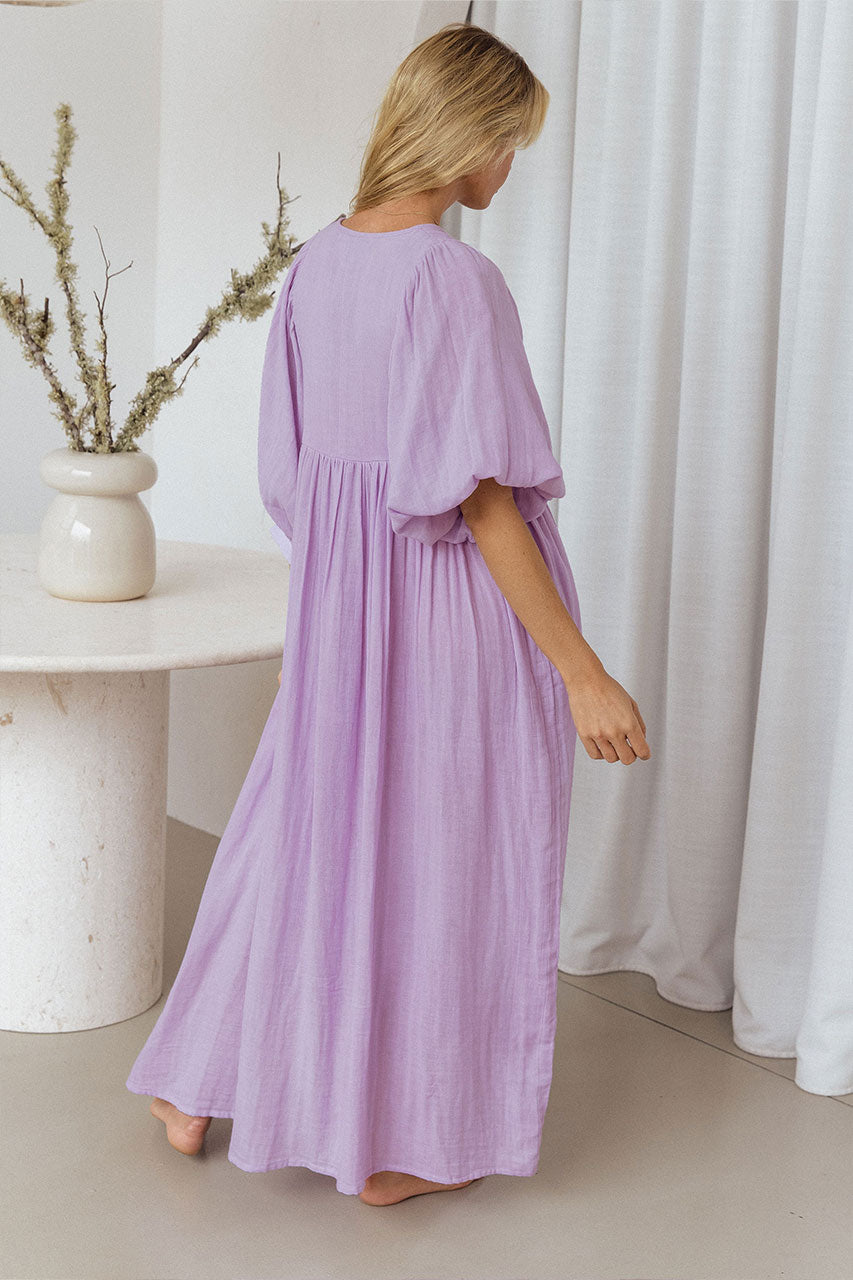 Kyra Maxi Dress ~ Lilac Gauze