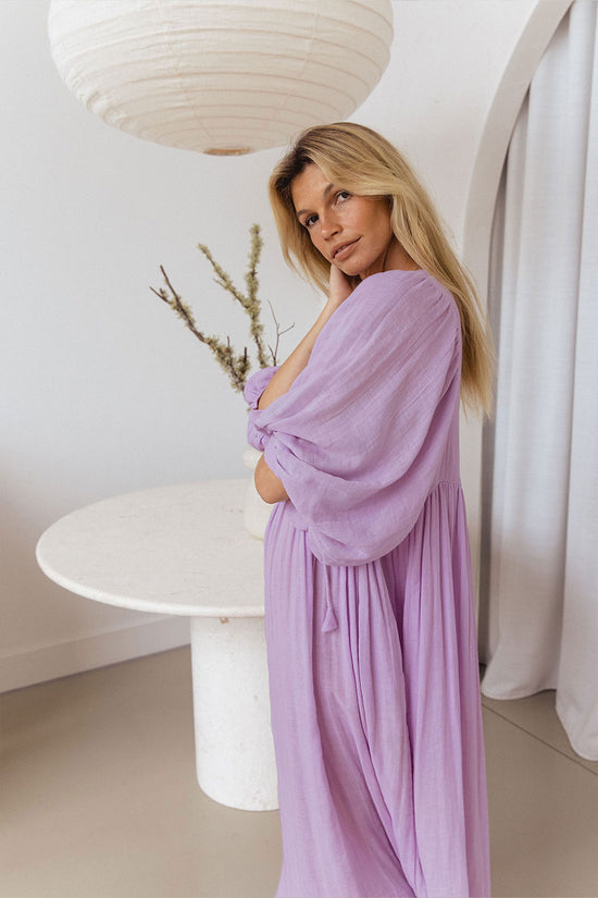 lilac cotton maxi dress Purple Ribbed Maxi Dress