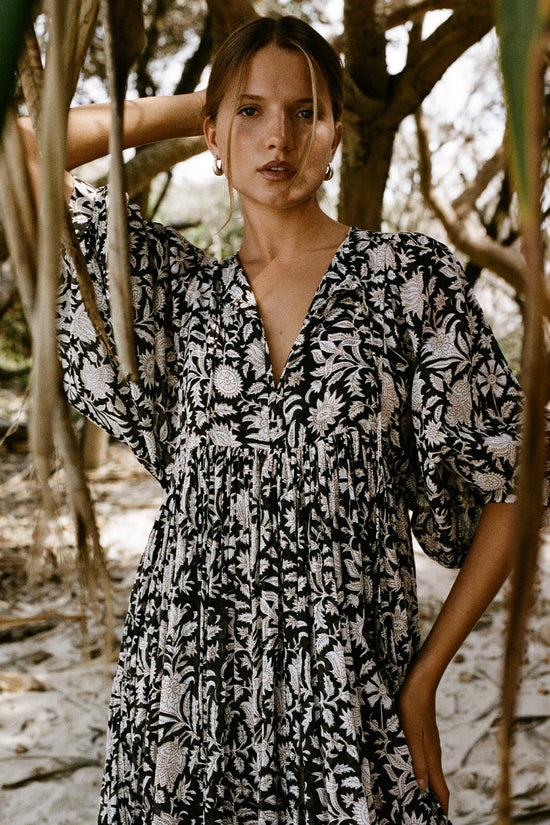 cotton printed dress india Screen-Printed Cotton Shift Dress from India
