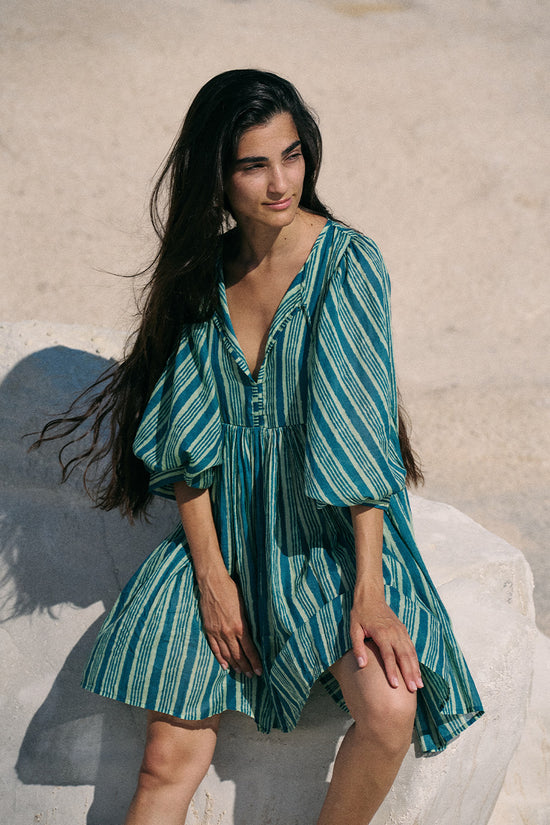 green and blue mini dress Blue & Green Ombre Sequin Halter Mini Dress