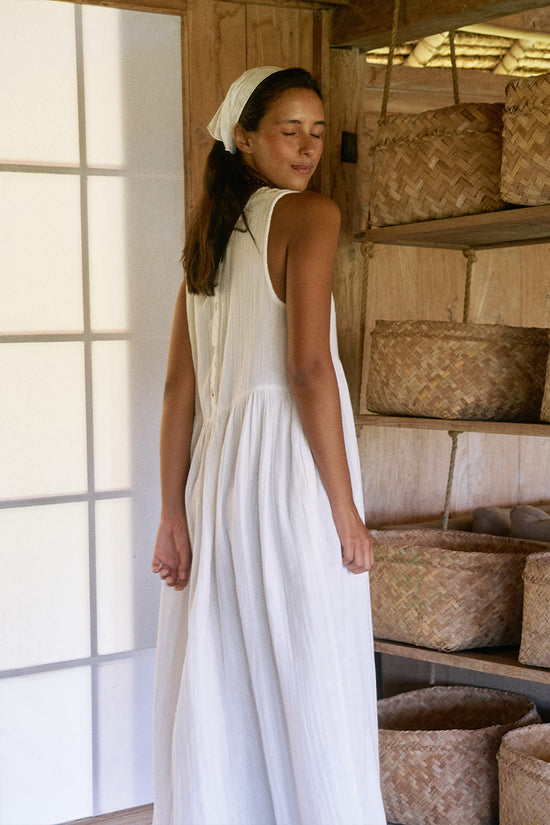 double gauze maxi dress 100% Organic Cotton Gauze Tiered Maxi Dress in Khaki Gingham
