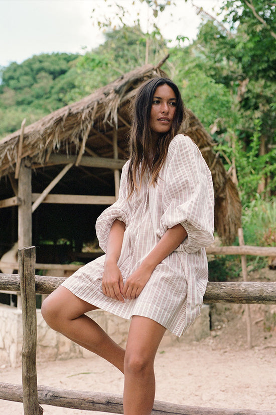 poet mini dress Poet | Mini Dress | Vanilla Floral - Boho Relaxed Fit Billow-Sleeved Gauze Cotton