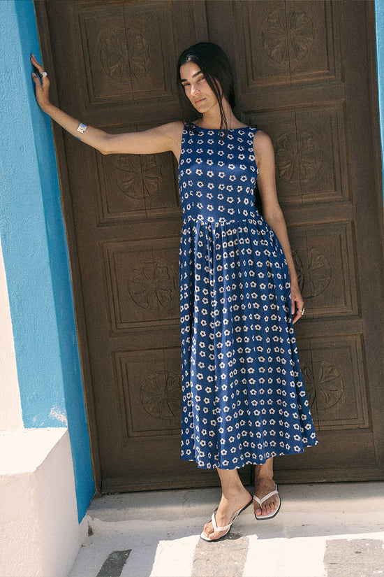 Veda Dress ~ Indigo | Linen Cotton Blend, Ethically Made in India DOI Veda Dress ~ Indigo | Linen Cotton Blend, Ethically Made in India DOI