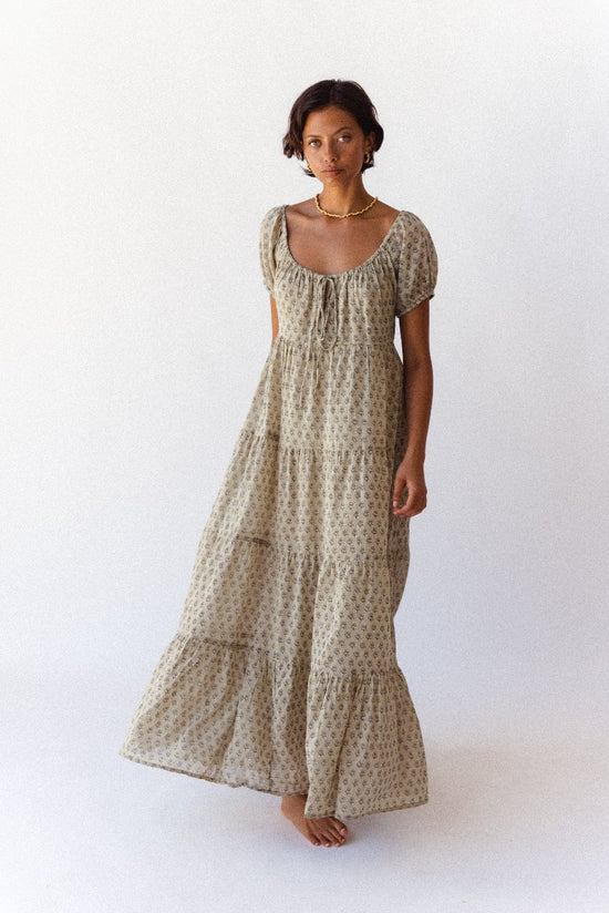 Sita | Maxi Dress | Green Lily - Boho Relaxed Fit Gauze Cotton