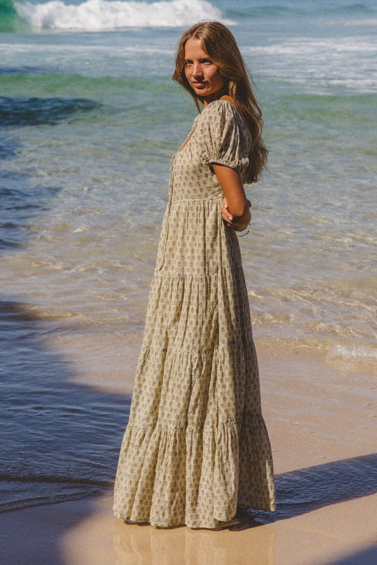 Sita | Maxi Dress | Green Lily - Boho Relaxed Fit Gauze Cotton