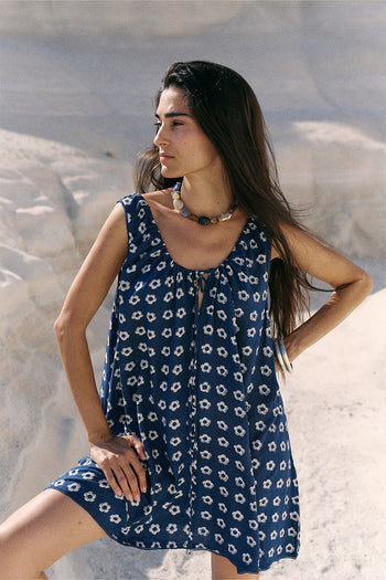 Veda Dress ~ Indigo | Linen Cotton Blend, Ethically Made in India DOI Veda Dress ~ Indigo | Linen Cotton Blend, Ethically Made in India DOI