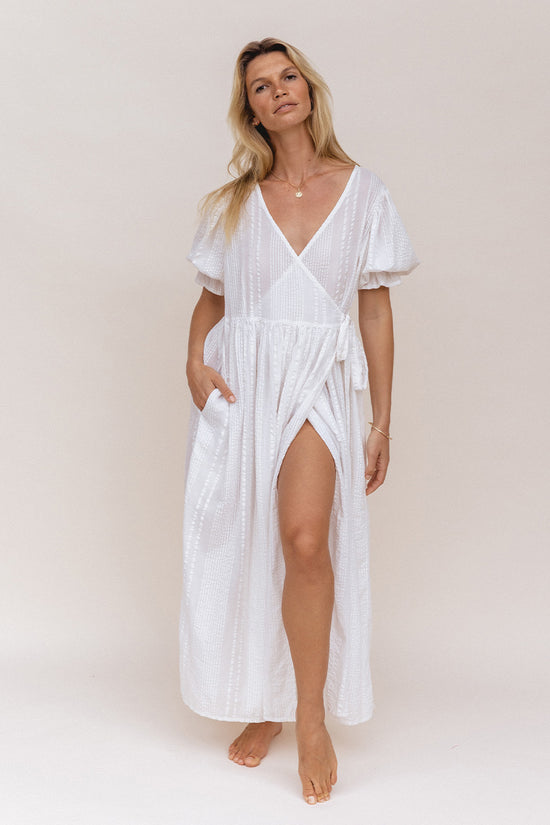 handcrafted white maxi dress Beaded Long-Sleeve Ivory White Gown with Sheer Illusion Bodice
