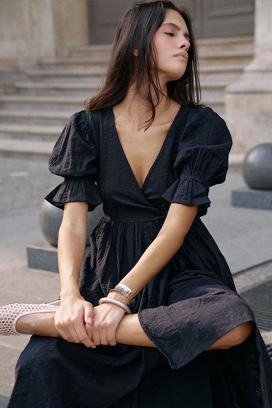 Uma Maxi Dress ~ Black | Sustainable Slow Fashion Wrap Dress DOI Uma Maxi Dress ~ Black | Sustainable Slow Fashion Wrap Dress DOI
