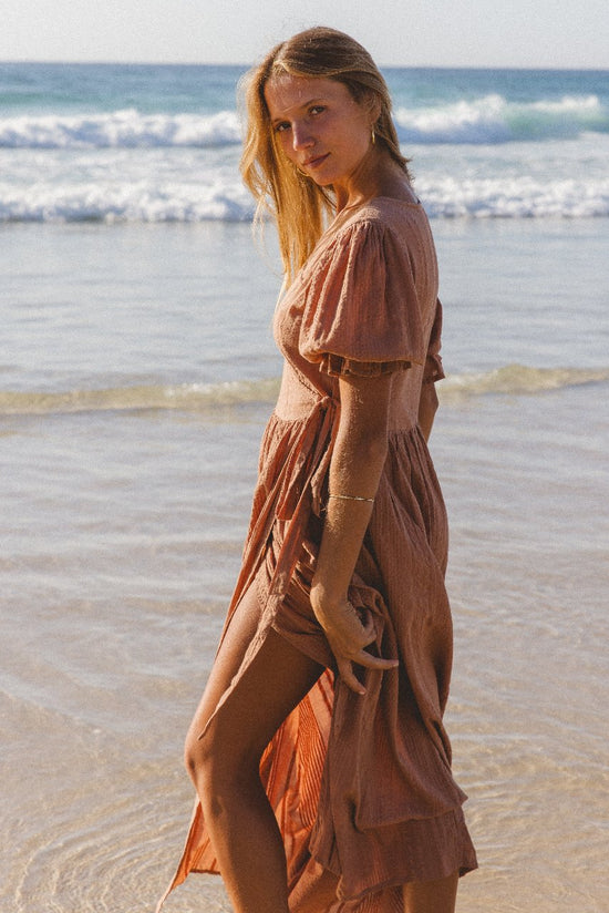 Uma V-Neck Gauze | Maxi Dress | Clay Terracotta Rust - Boho Cotton | Daughters of India Uma V-Neck Gauze | Maxi Dress | Clay Terracotta Rust - Boho Cotton | Daughters of India