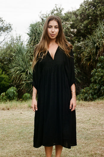 Kyra Midi Dress ~ Black Gauze | Conscisouly Crafted Cotton Dress DOI Kyra Midi Dress ~ Black Gauze | Conscisouly Crafted Cotton Dress DOI