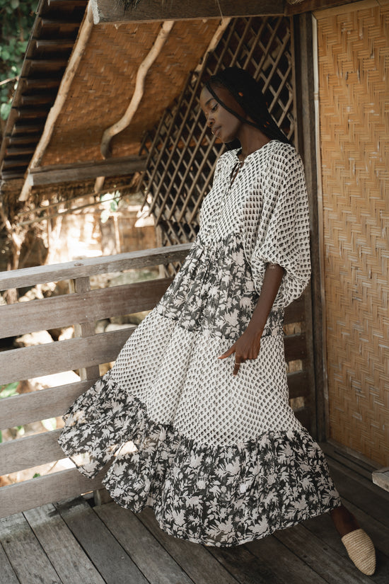 art maxi dress Nora Gauze | Maxi Dress | Noir Black - Boho Handcrafted Relaxed Cotton