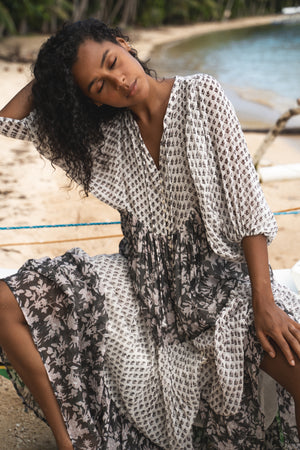 Nora Maxi Dress ~ Noir | An Ode To Art Of Handmade Block Print DOI Nora Maxi Dress ~ Noir | An Ode To Art Of Handmade Block Print DOI