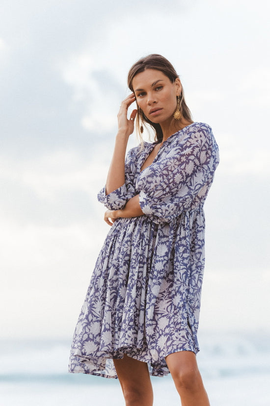 iris caged mini dress Damson Madder Iris Sleeveless Embroidered Mini Dress