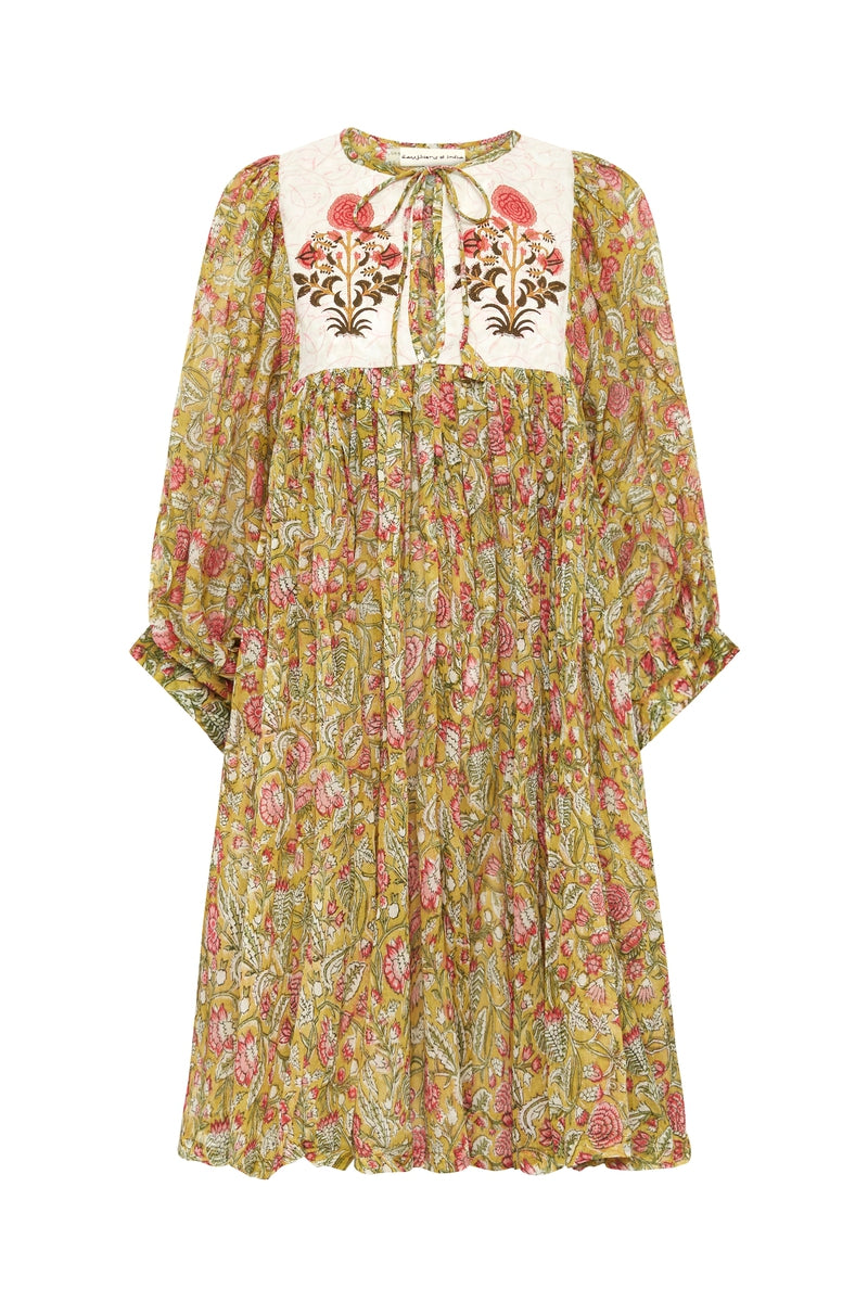 Kyra Mini Dress ~ Green Carnation