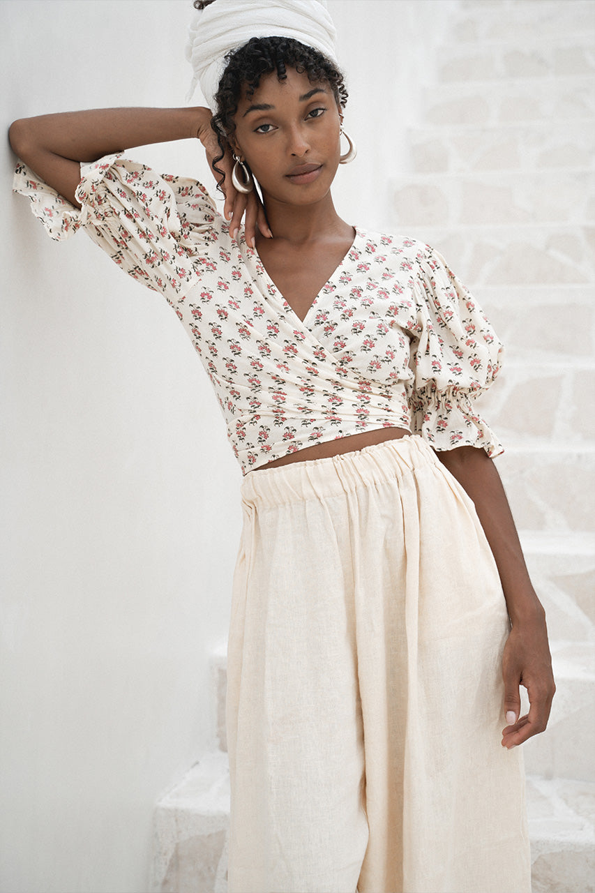 Meera Wrap Top ~ Peony – Daughters of India