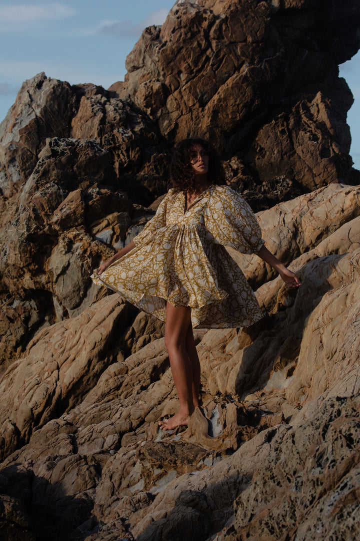 Kyra Mini Dress ~ Golden Palm