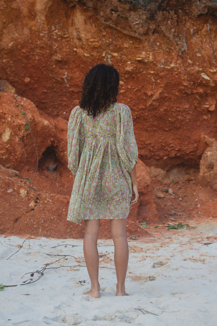 Kyra Mini Dress ~ Green Carnation