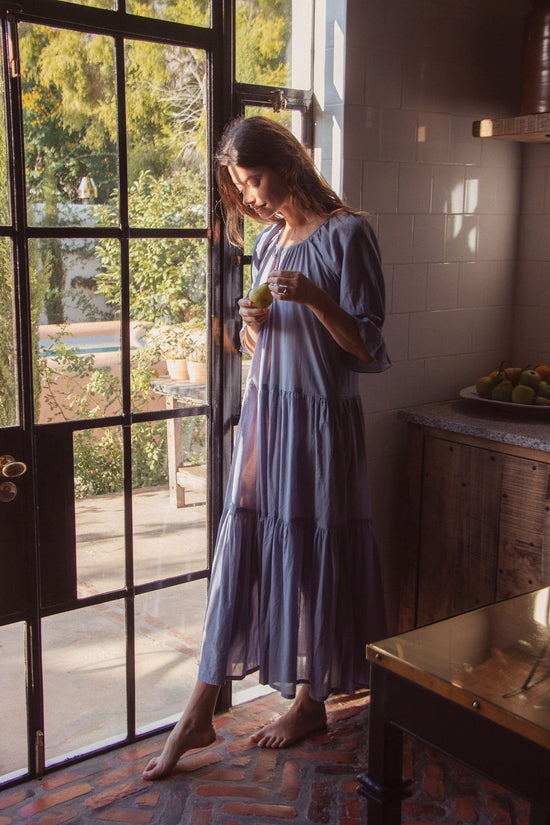 daughters of india blue dress Sahana | Maxi Dress | Blue Lagoon Teal - Boho Puff Sleeve Cotton