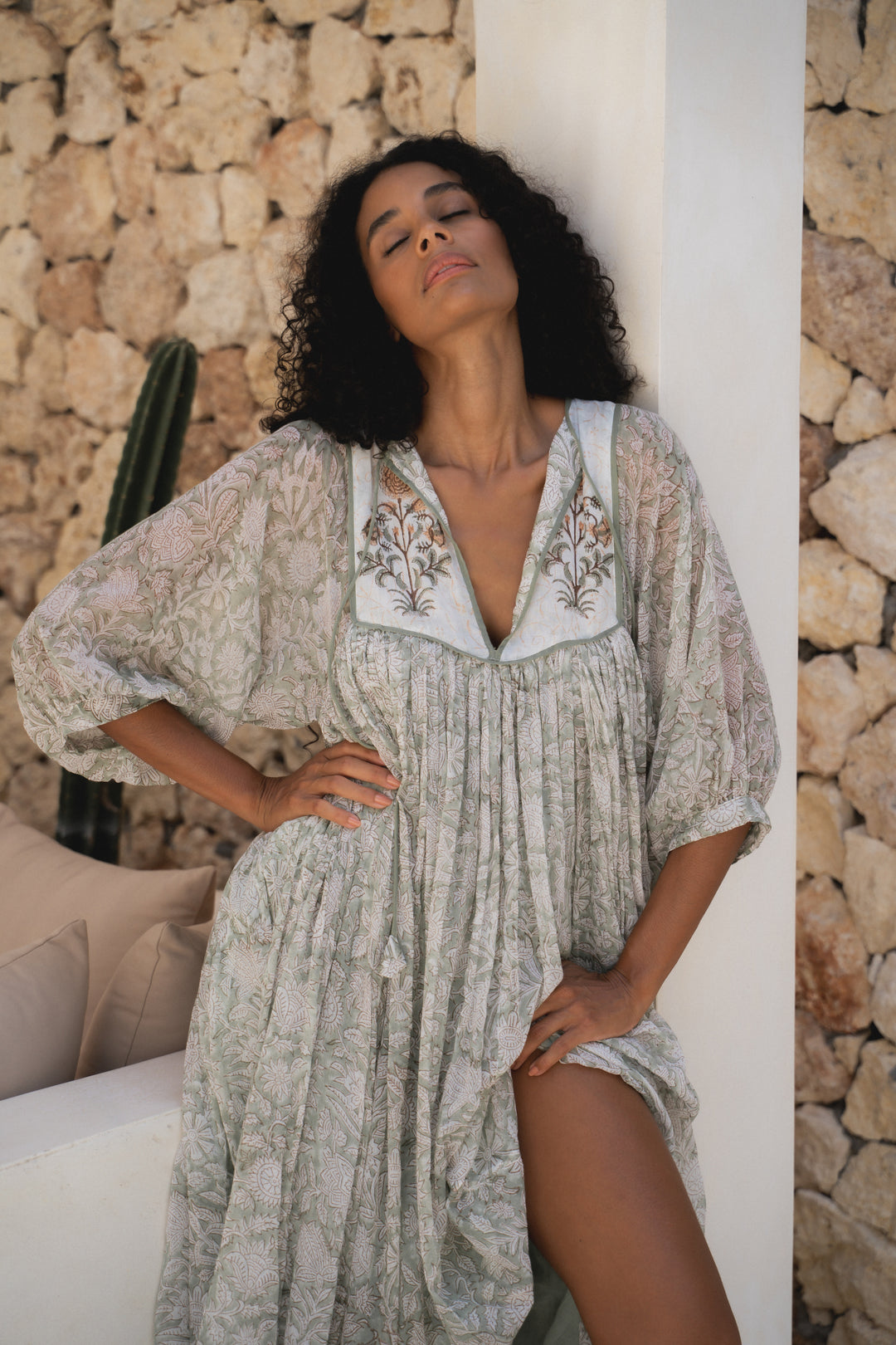 Diya Midi Dress ~ Pistachio