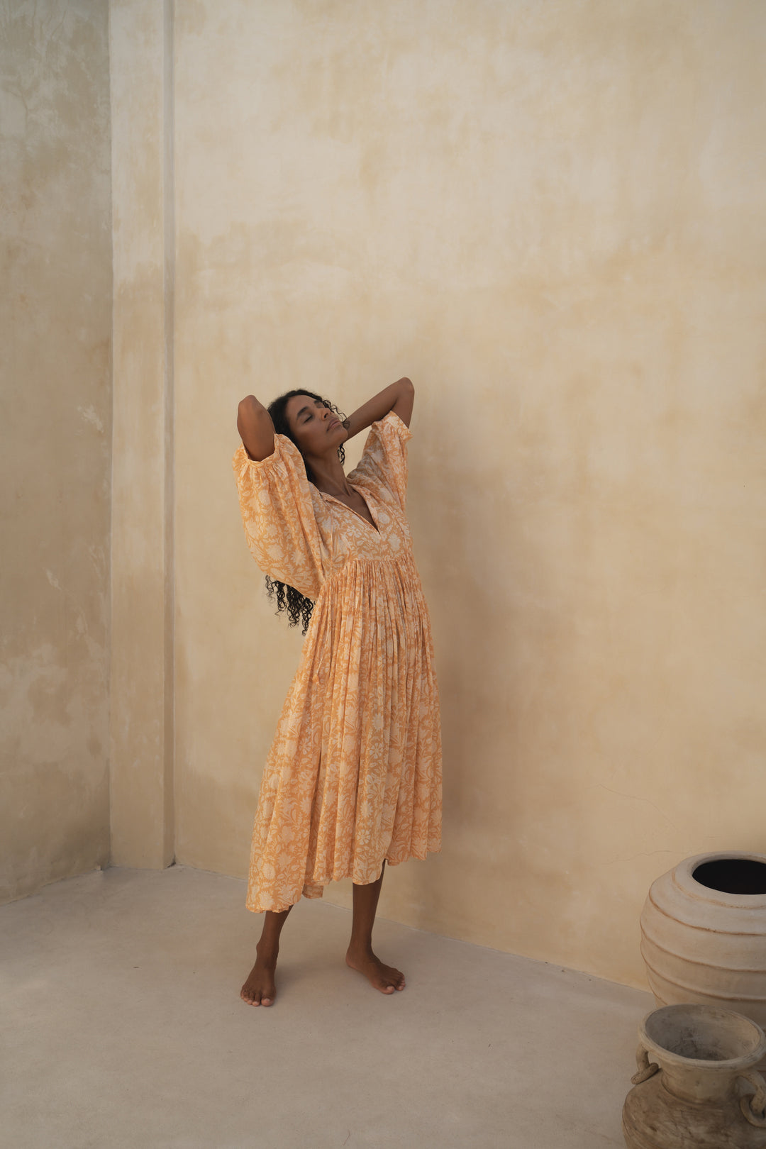 Kyra Midi Dress ~ Tangerine – Daughters of India