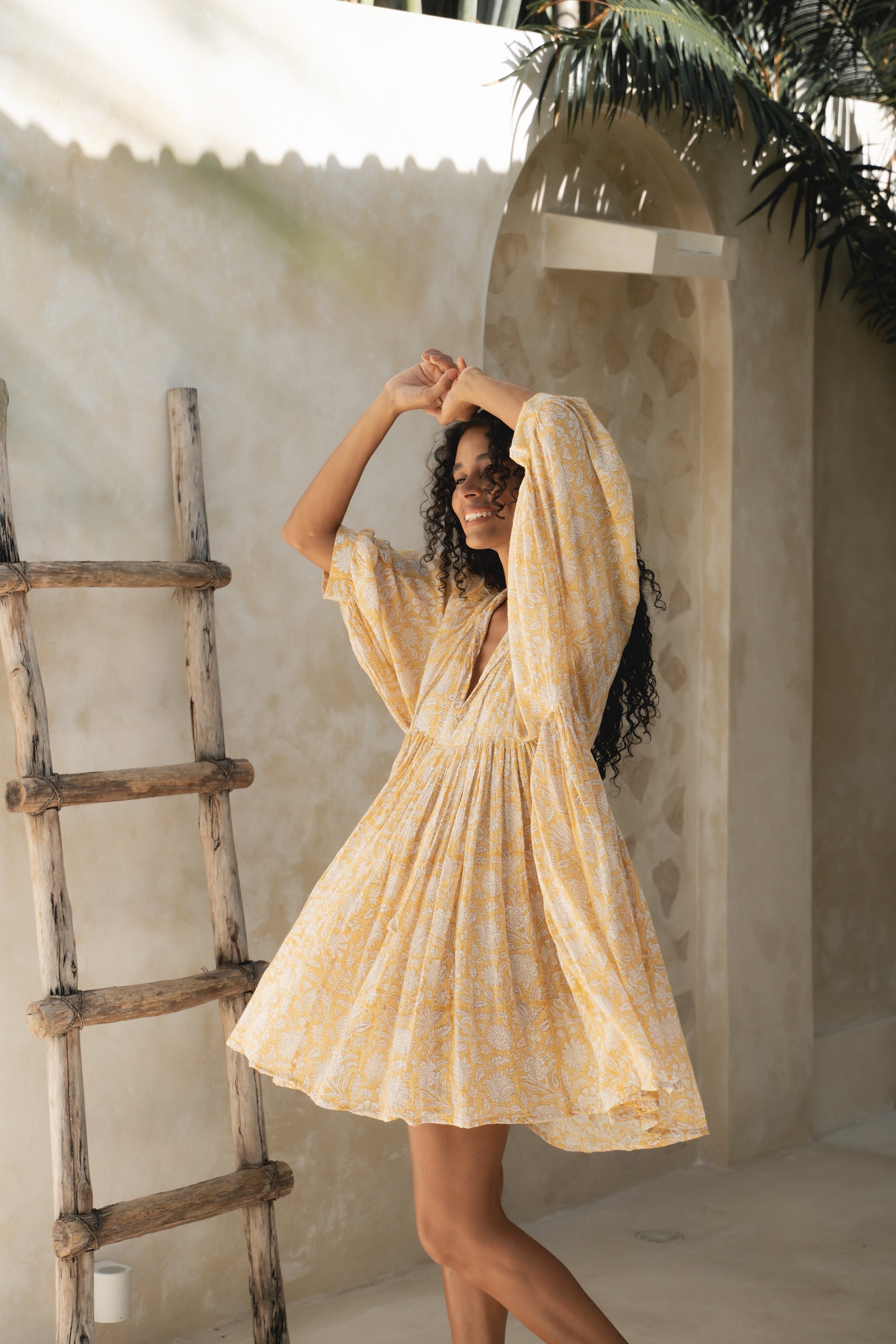 Kyra Mini Dress ~ Cumin – Daughters of India